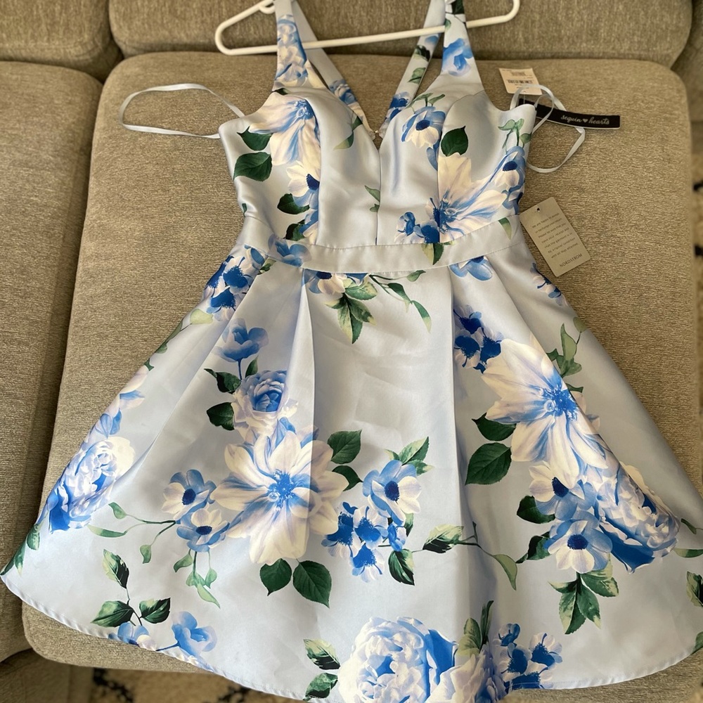 Soft Blue Floral Event Dress